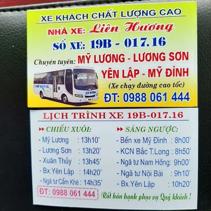 Nhà xe Liên Hương (Yên Lập - Mỹ Đình - Hà Nội)