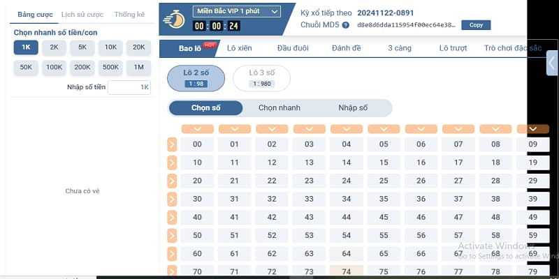 Siêu tốc MD5 tại De Bet là hình thức cược lô đề mới lạ